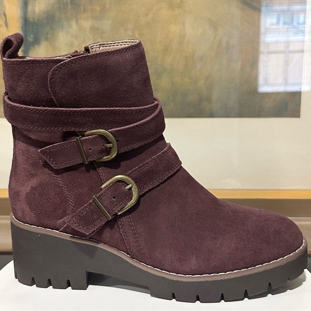 Blondo Wine Suede Buckle Ankle Boots - Picture 4 of 15